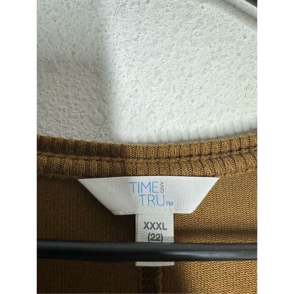 Time and Tru Brown Mustard Crewneck Sweater Size 3XL(22) Long Sleeve - Picture 3 of 10